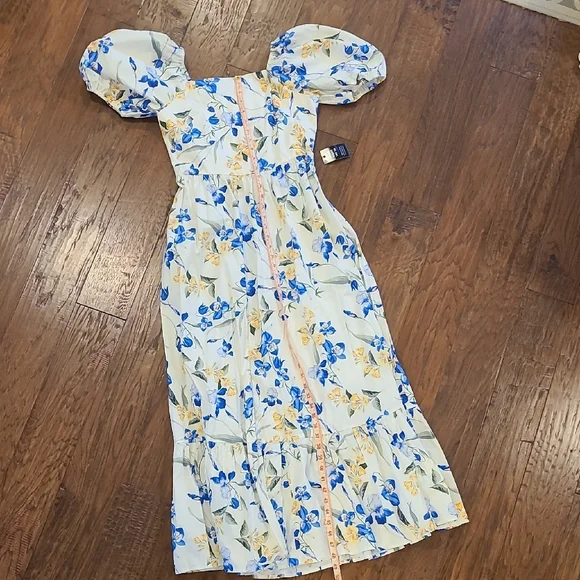 Express Blue and Yellow Floral Midi Dress - Picture 3 of 9